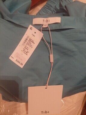 Tibi Teal Off-1 Shoulder Dress